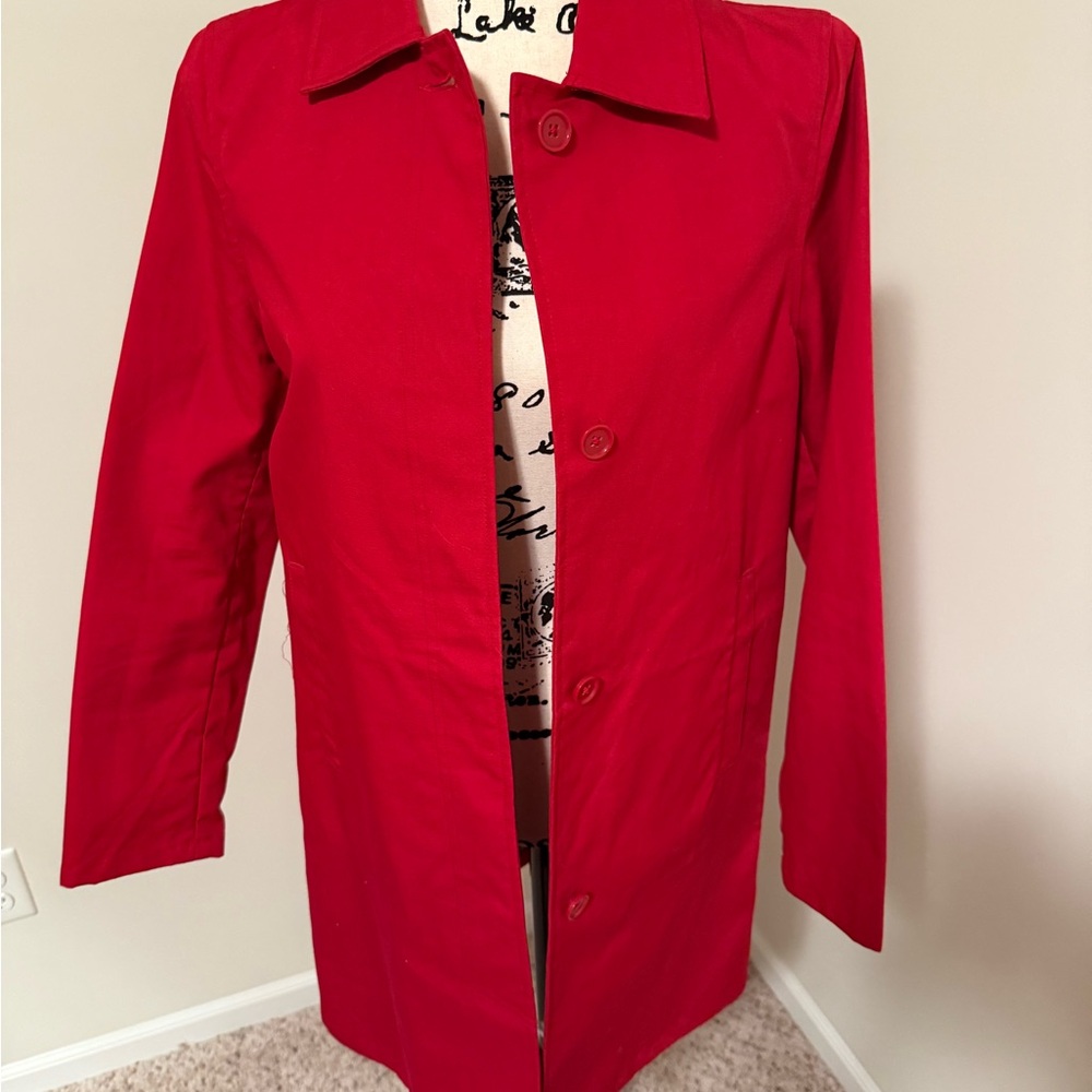Old Navy Red Trench Coat Classic Tailored Design